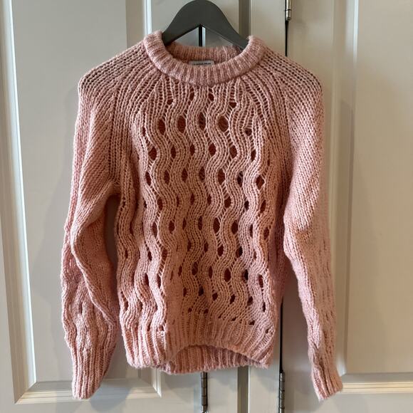 & OTHER STORIES Pink Alpaca Wool Zig Zag Eyelet Knit Sweater | XS - Picture 2 of 13